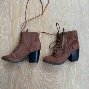 Brown Lace-Up Ankle Boots